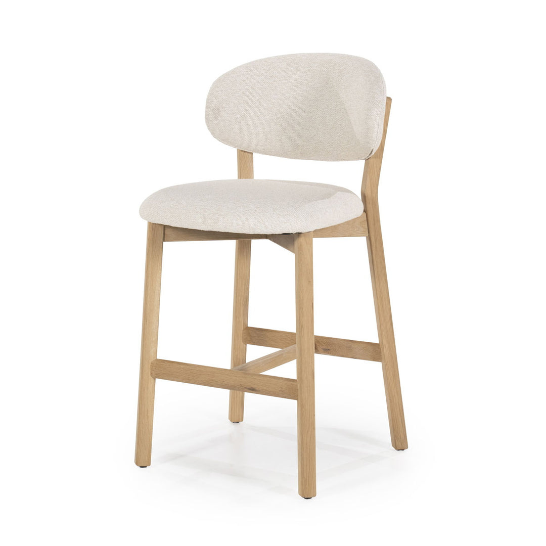 Barstoel Mikky – stof & eikenhout naturel beige moon