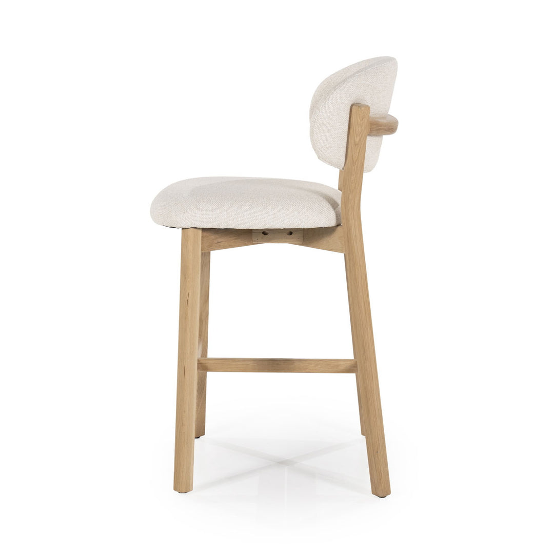 Barstoel Mikky – stof & eikenhout naturel beige moon