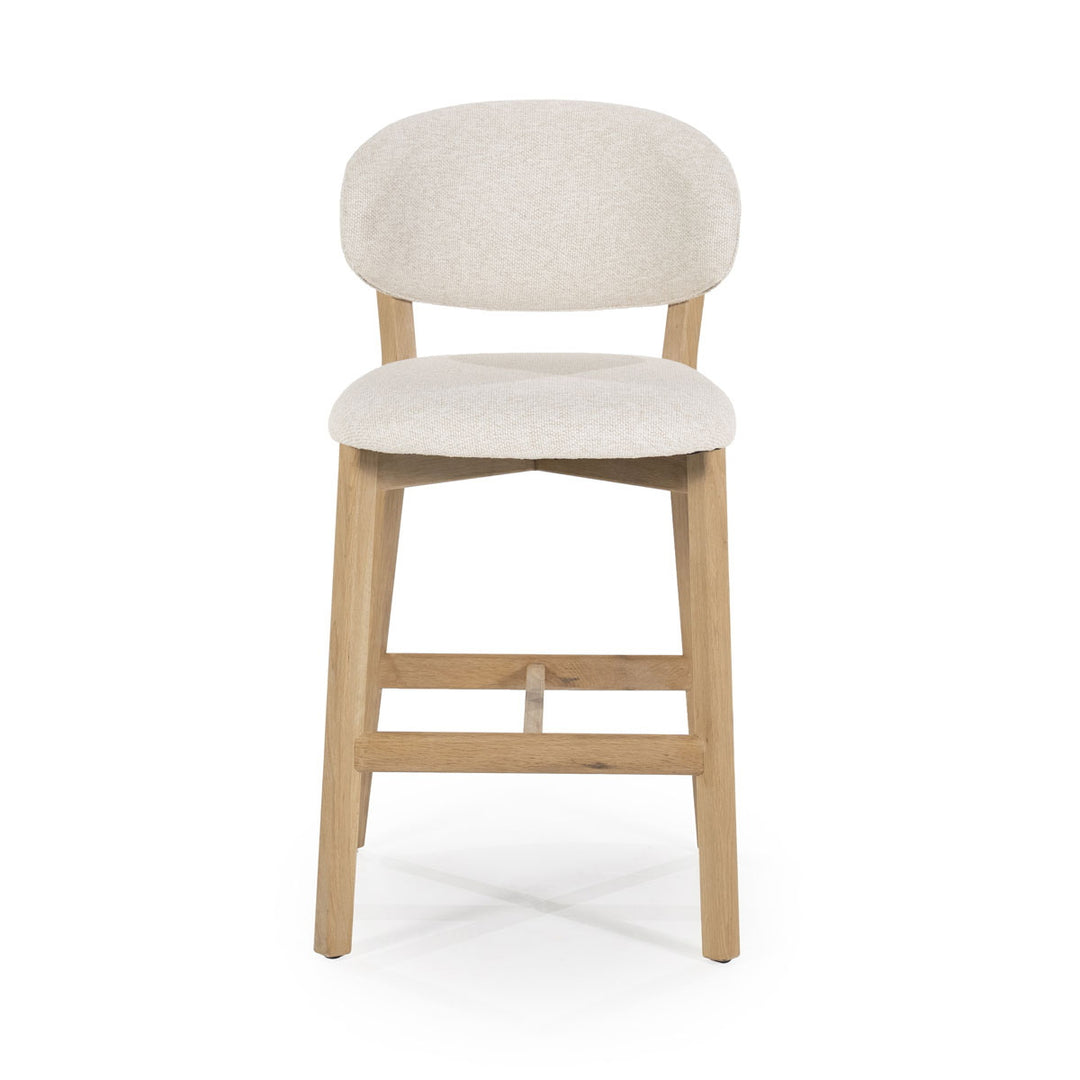 Barstoel Mikky – stof & eikenhout naturel beige moon