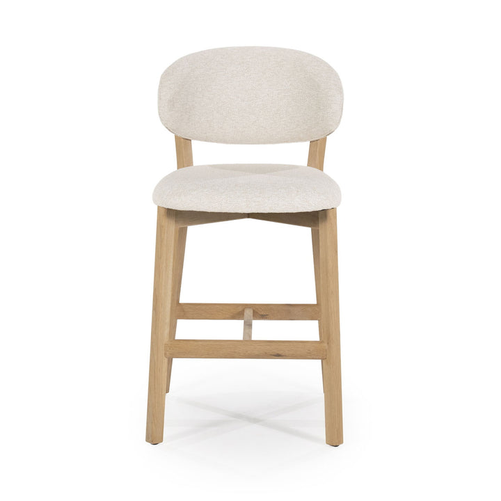 Barstoel Mikky – stof & eikenhout naturel beige moon