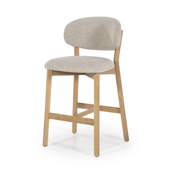 Barstoel Mikky – stof & eikenhout naturel taupe moon