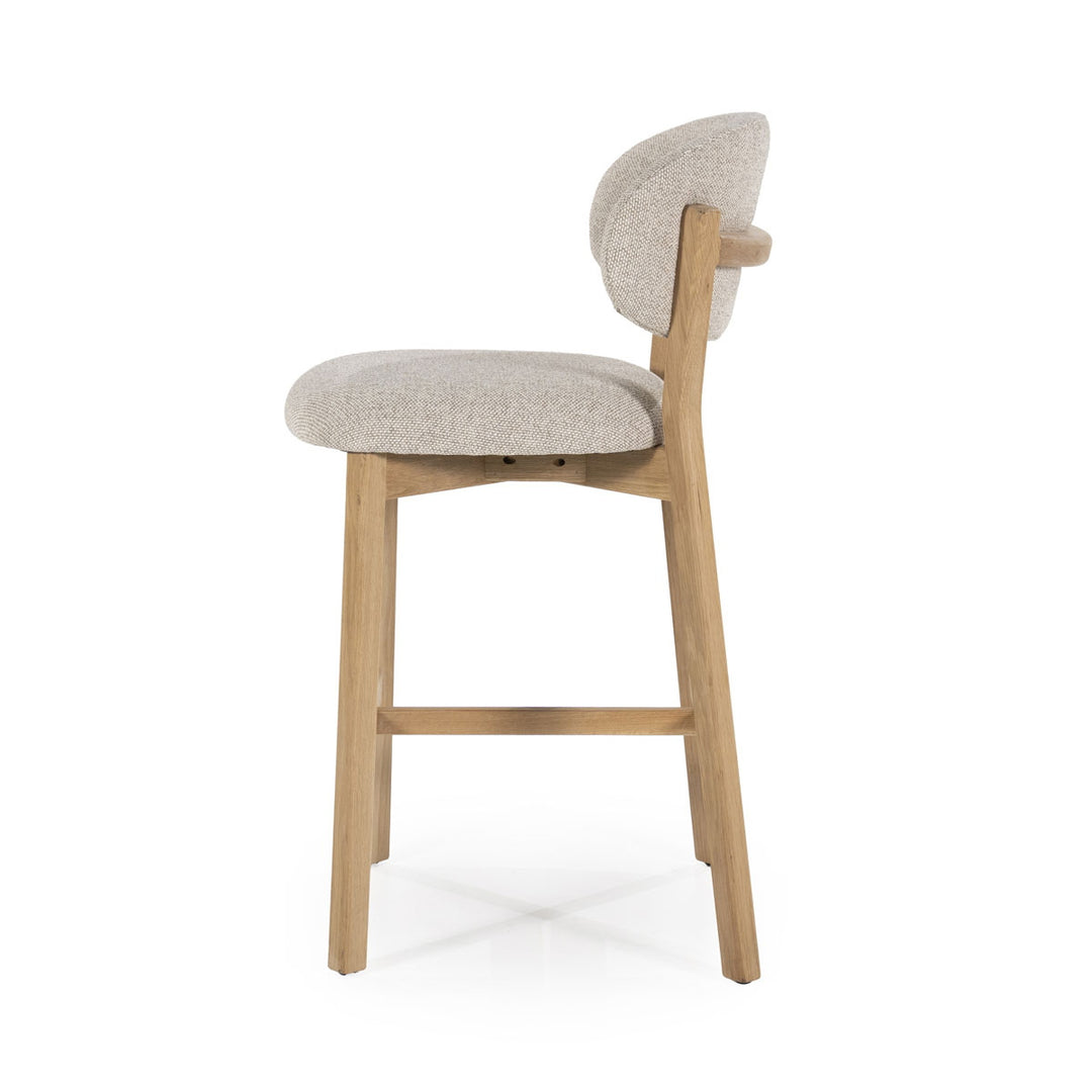 Barstoel Mikky – stof & eikenhout naturel taupe moon