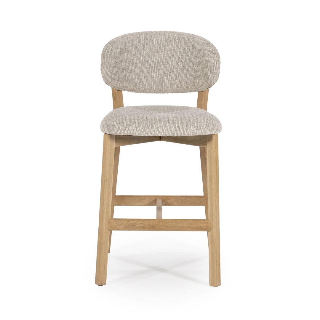 Barstoel Mikky – stof & eikenhout naturel taupe moon