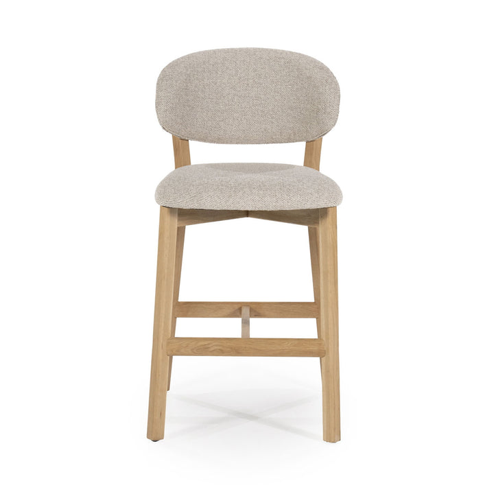 Barstoel Mikky – stof & eikenhout naturel taupe moon
