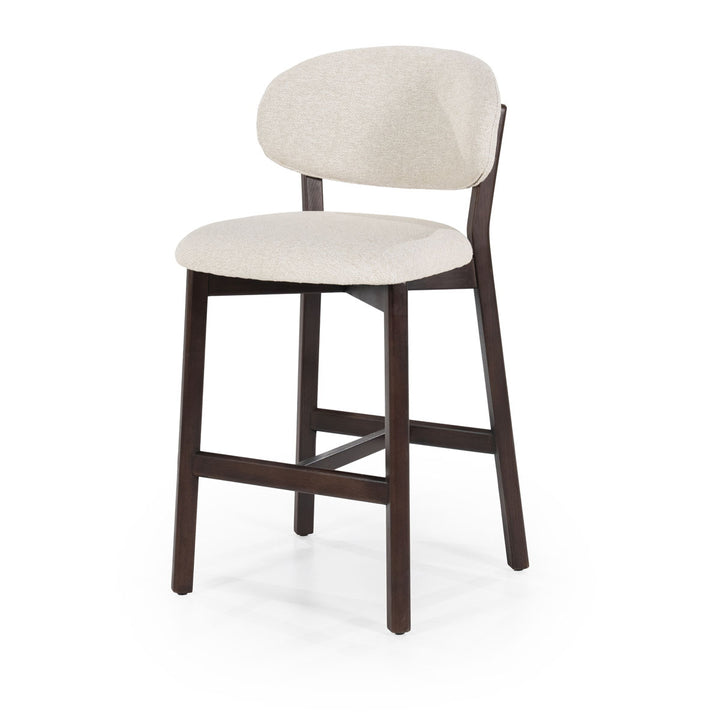 Barstoel Mikky – stof & eikenhout bruin beige moon
