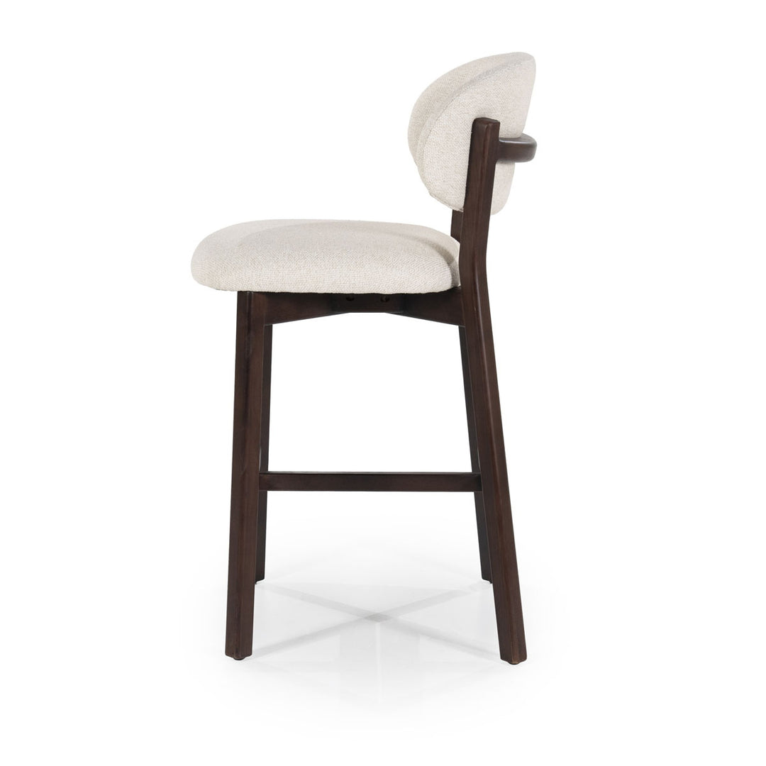 Barstoel Mikky – stof & eikenhout bruin beige moon