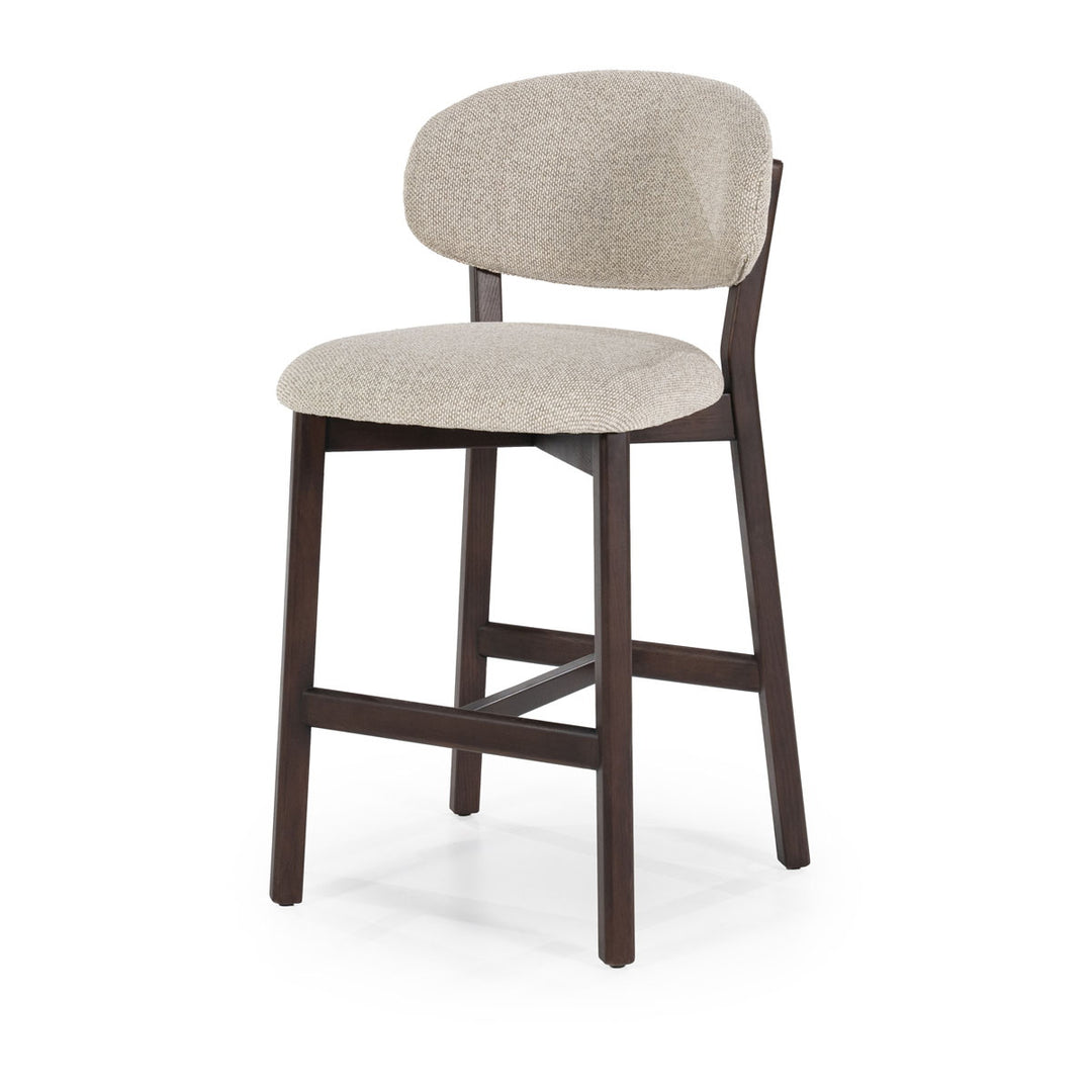 Barstoel Mikky – stof & eikenhout bruin taupe moon
