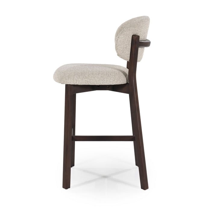 Barstoel Mikky – stof & eikenhout bruin taupe moon