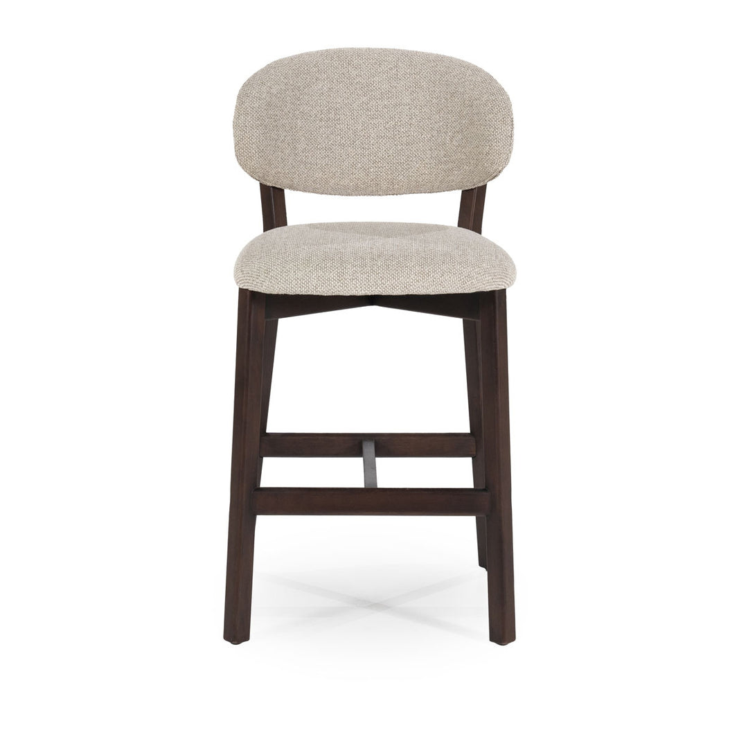 Barstoel Mikky – stof & eikenhout bruin taupe moon