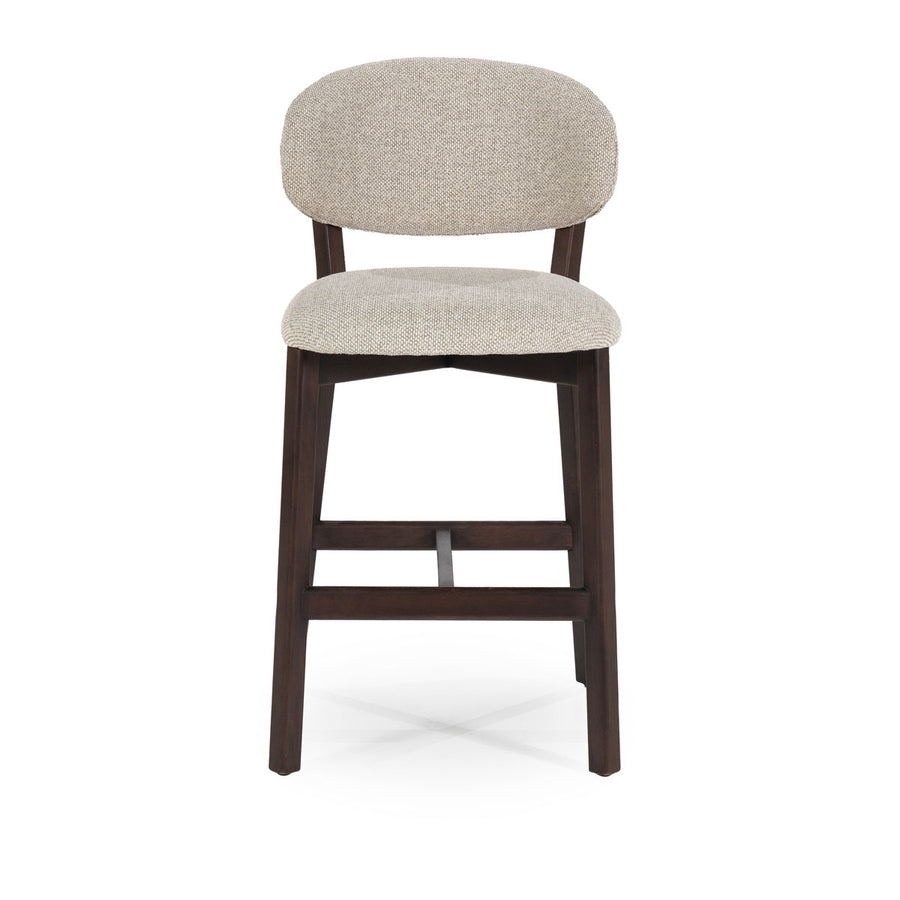 Barstoel Mikky – stof & eikenhout bruin taupe moon