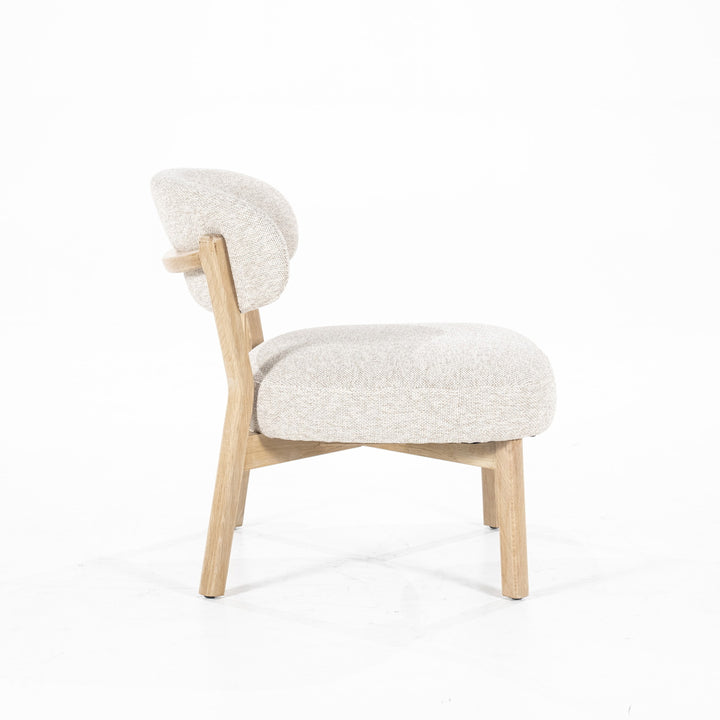 Fauteuil Mikky – stof & eikenhout naturel beige moon