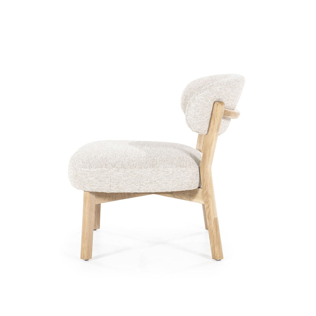 Fauteuil Mikky – stof & eikenhout naturel taupe moon