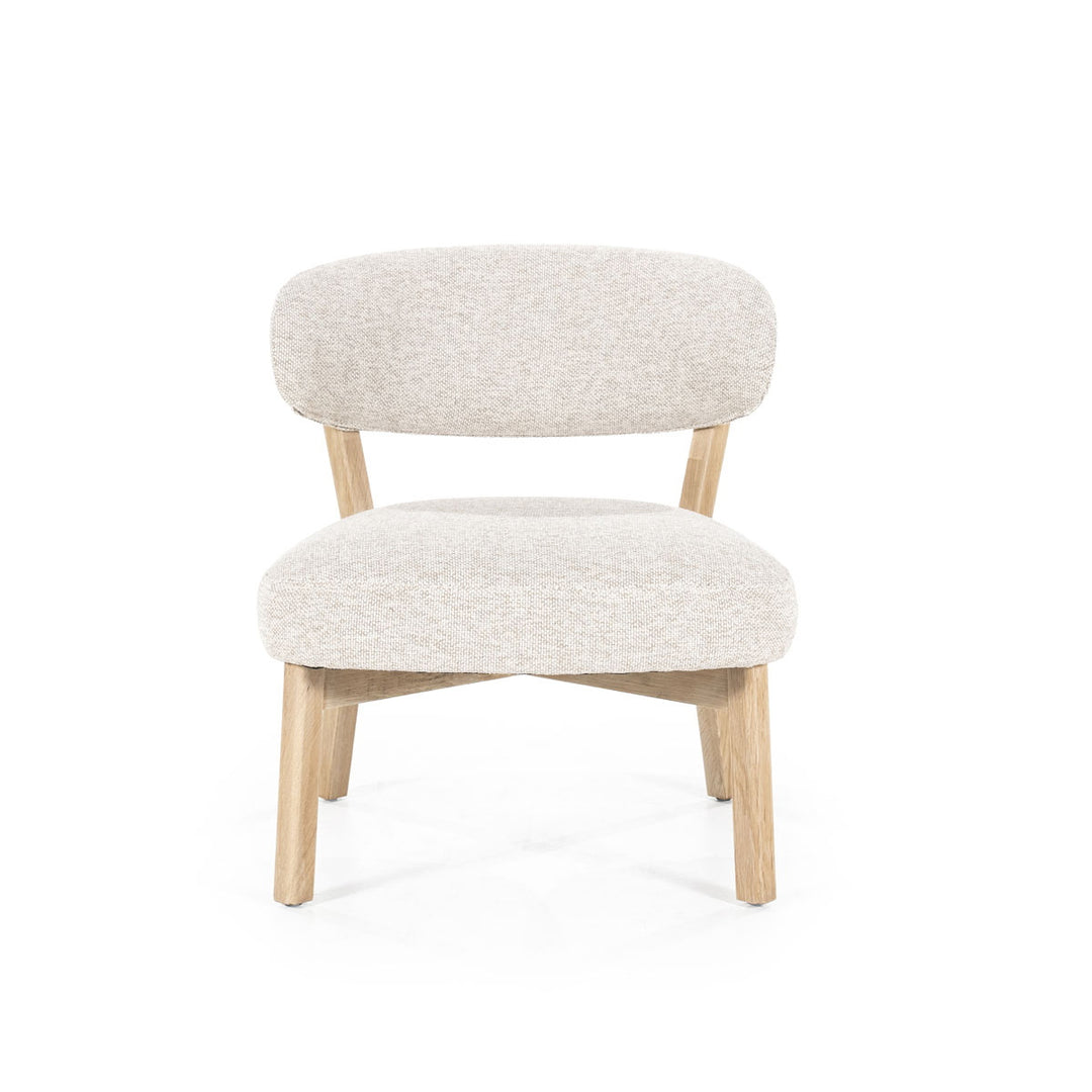 Fauteuil Mikky – stof & eikenhout naturel taupe moon