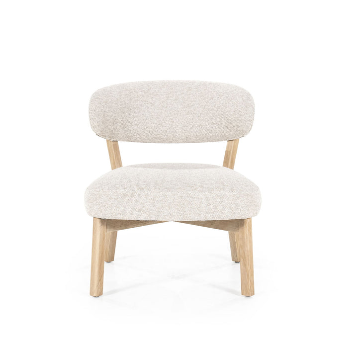 Fauteuil Mikky – stof & eikenhout naturel taupe moon