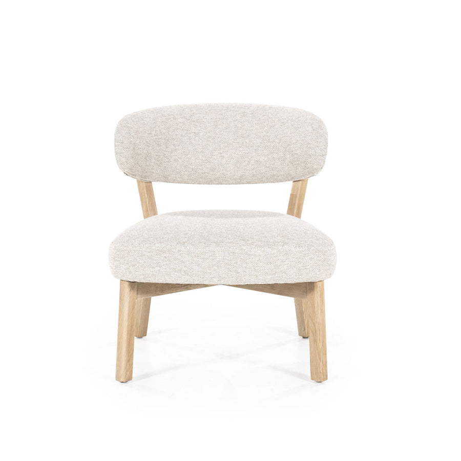 Fauteuil Mikky – stof & eikenhout naturel taupe moon