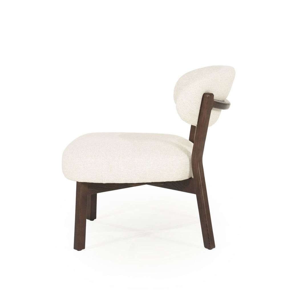 Fauteuil Mikky – stof & eikenhout bruin beige moon