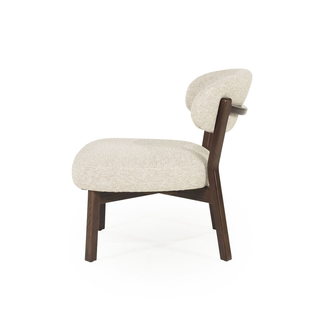 Fauteuil Mikky – stof & eikenhout bruin taupe moon