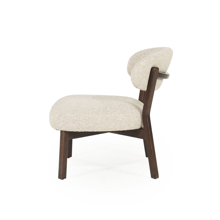Fauteuil Mikky – stof & eikenhout bruin taupe moon