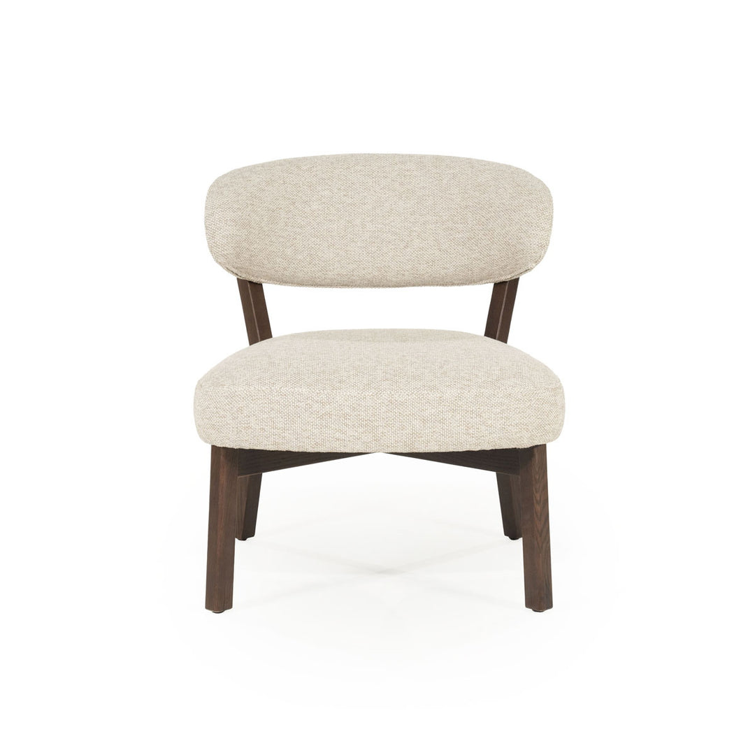 Fauteuil Mikky – stof & eikenhout bruin taupe moon