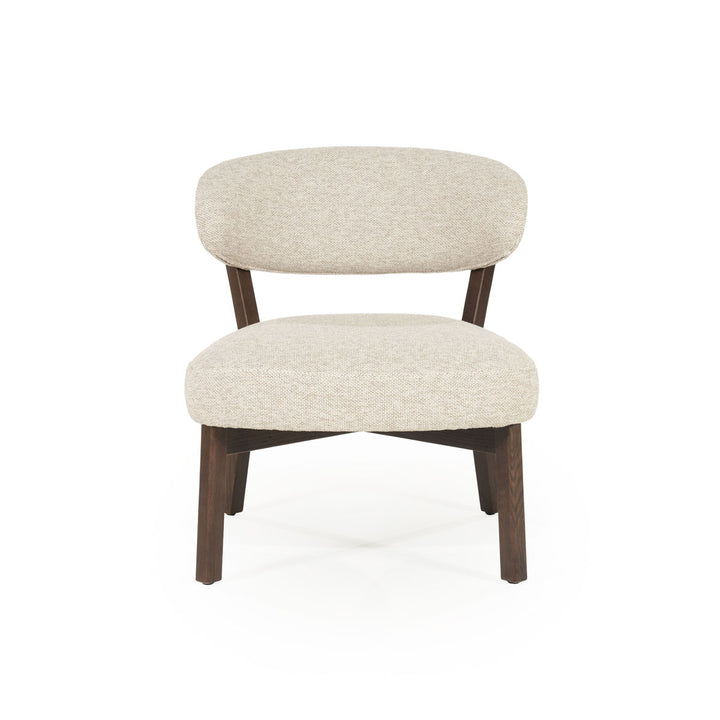 Fauteuil Mikky – stof & eikenhout bruin taupe moon