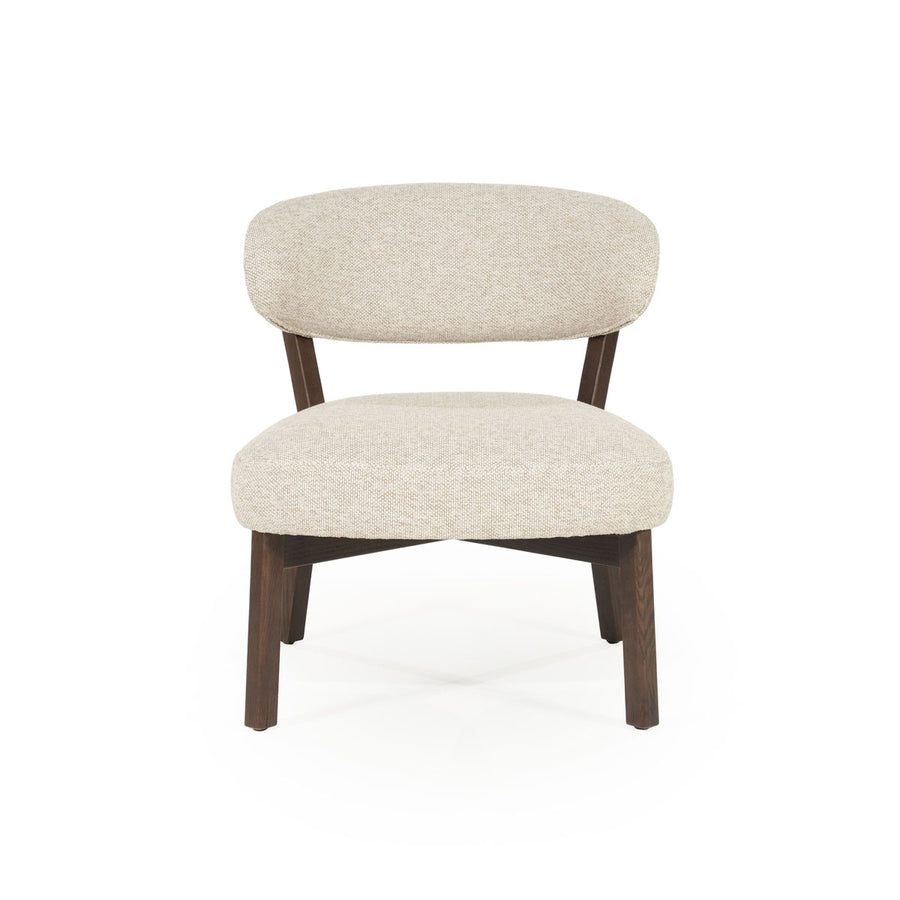 Fauteuil Mikky – stof & eikenhout bruin taupe moon