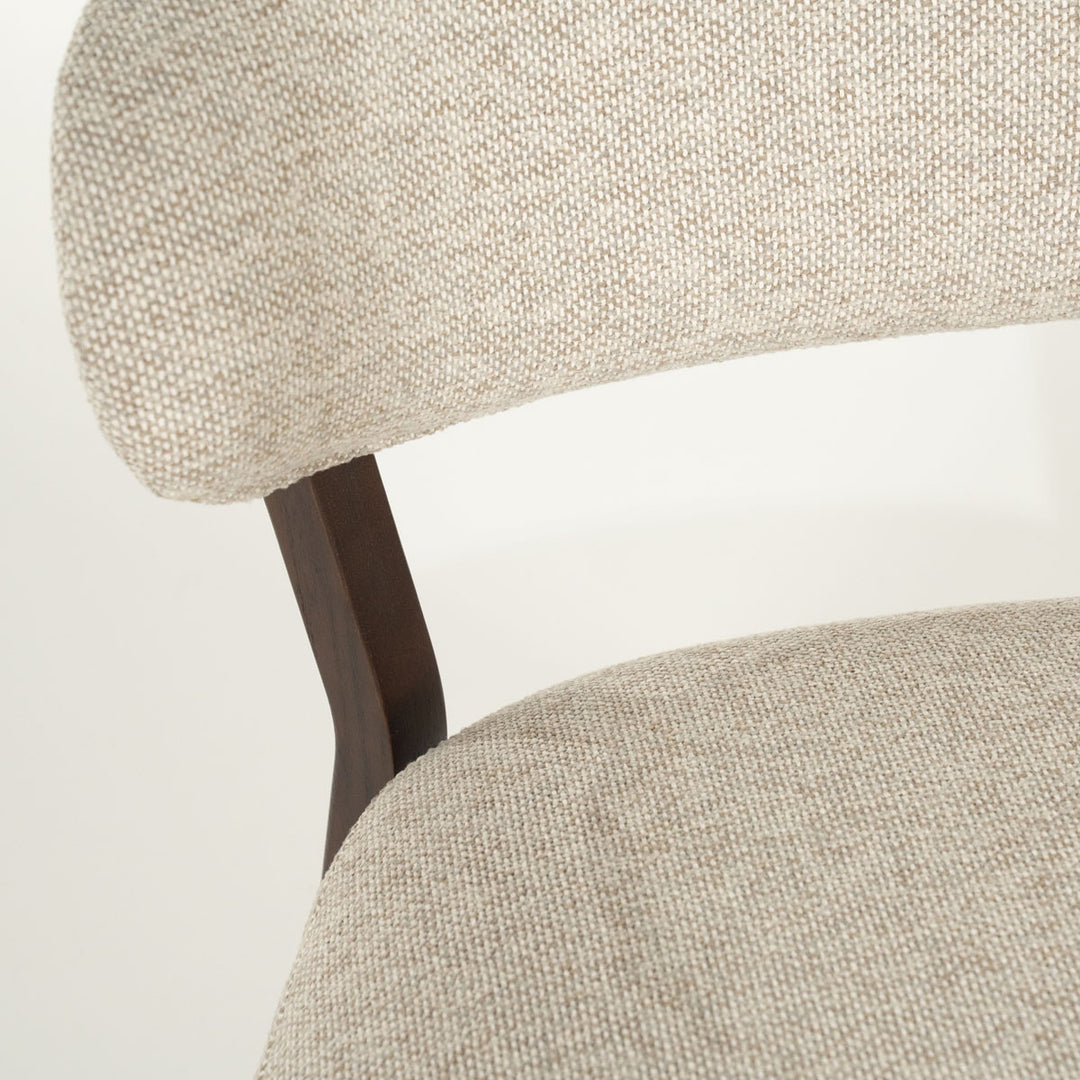Fauteuil Mikky – stof & eikenhout bruin taupe moon