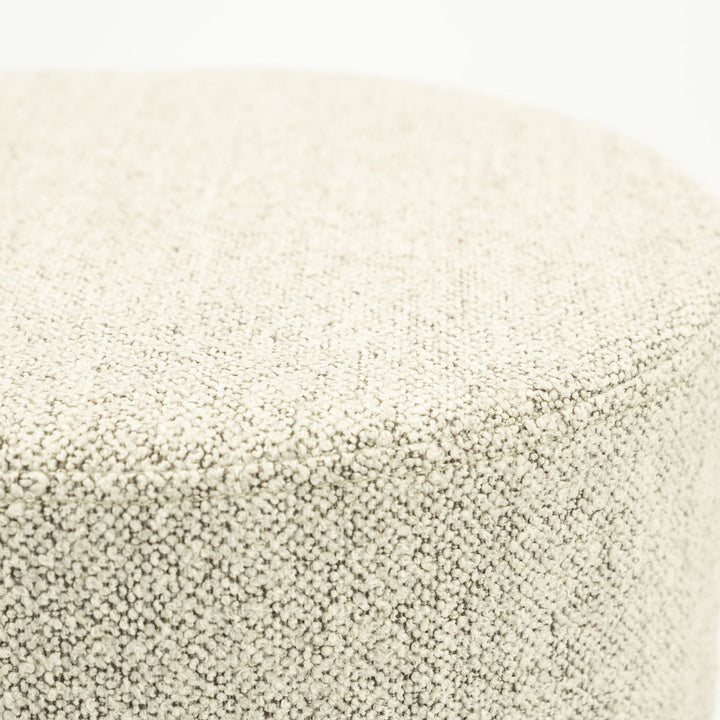 Poef Avah – stof & dennenhout fineer taupe mantz small