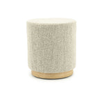 Poef Avah – stof & dennenhout fineer taupe mantz small
