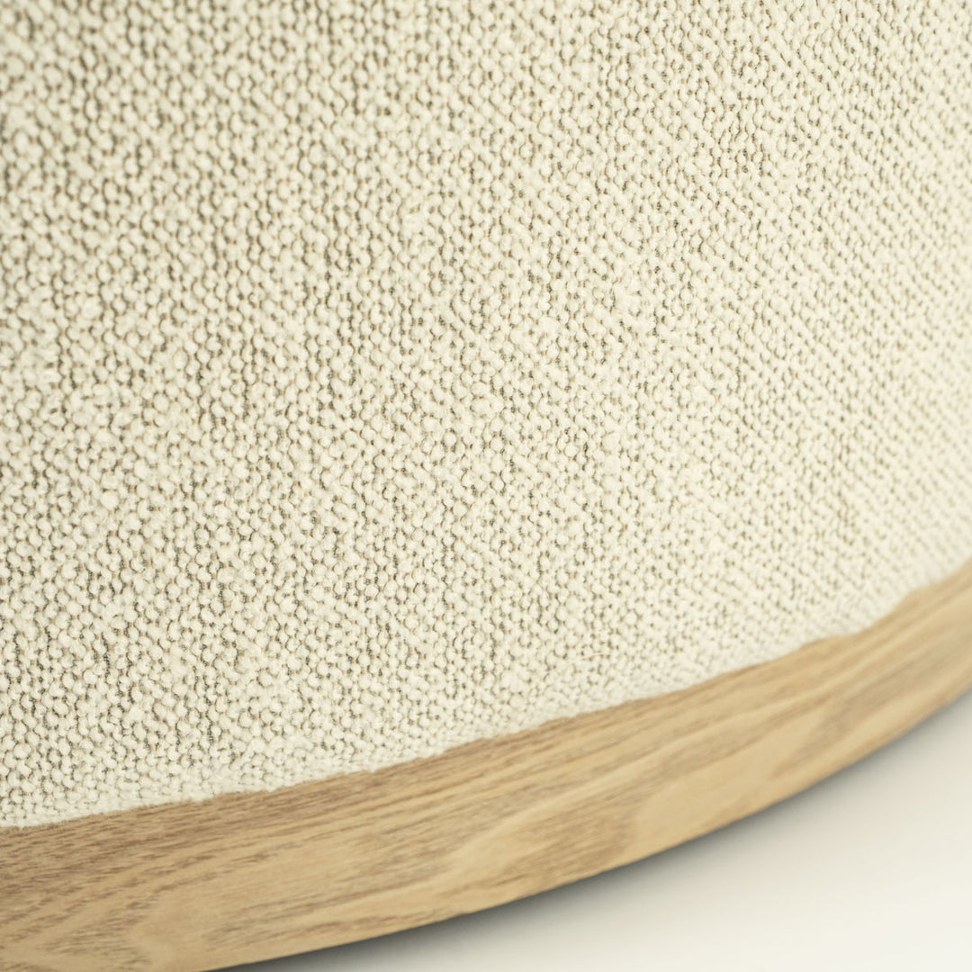 Poef Avah – stof & dennenhout fineer beige mantz large