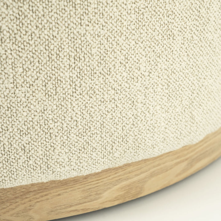 Poef Avah – stof & dennenhout fineer beige mantz large