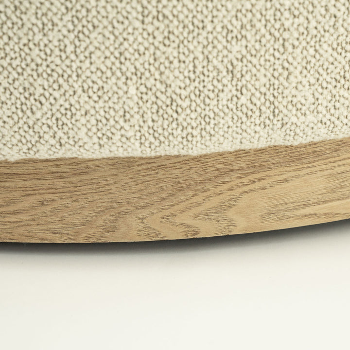 Poef Avah – stof & dennenhout fineer beige mantz large