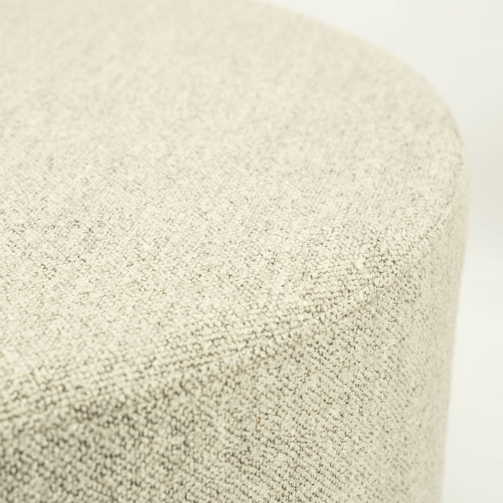 Poef Avah – stof & dennenhout fineer taupe mantz large