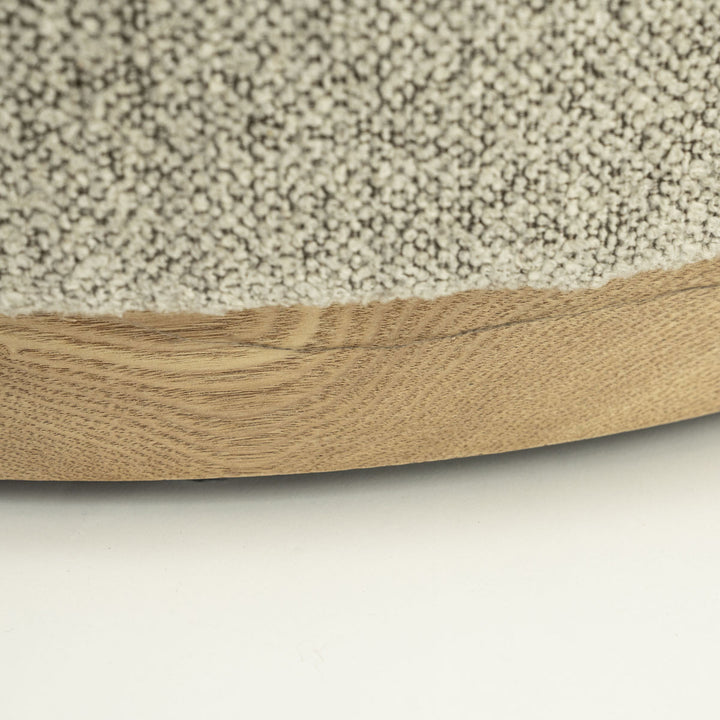 Poef Avah – stof & dennenhout fineer taupe mantz large