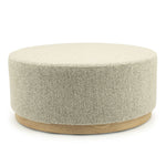 Poef Avah – stof & dennenhout fineer taupe mantz large