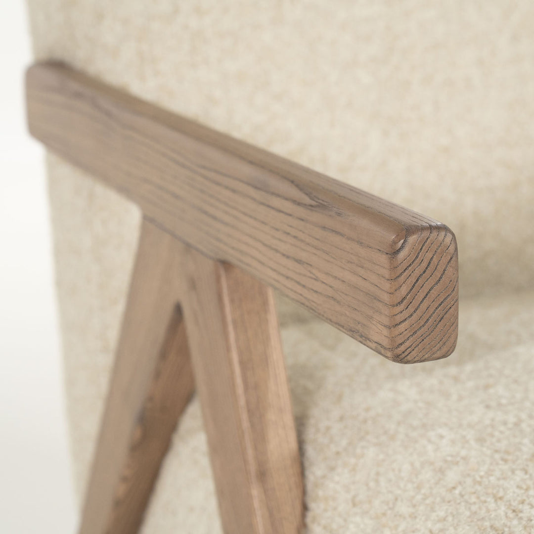 Fauteuil Francis – stof & essenhout beige flou