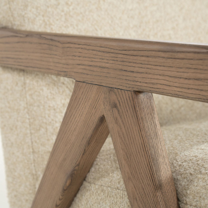 Fauteuil Francis – stof & essenhout beige flou