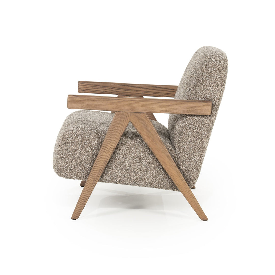 Fauteuil Francis – stof & essenhout taupe flou