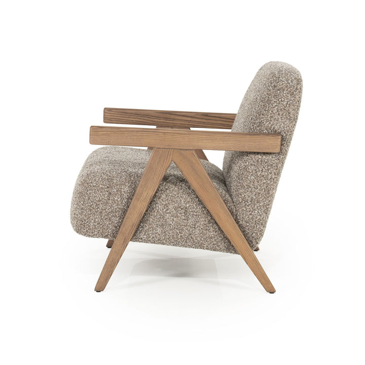 Fauteuil Francis – stof & essenhout taupe flou
