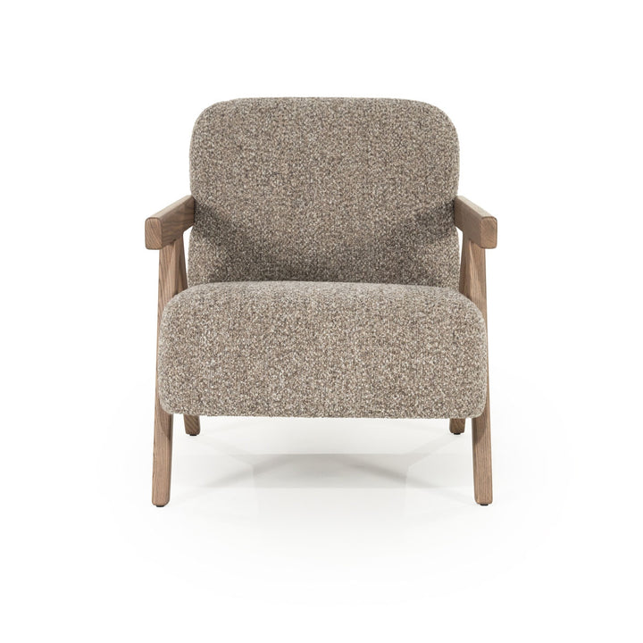 Fauteuil Francis – stof & essenhout taupe flou