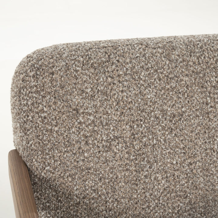 Fauteuil Francis – stof & essenhout taupe flou