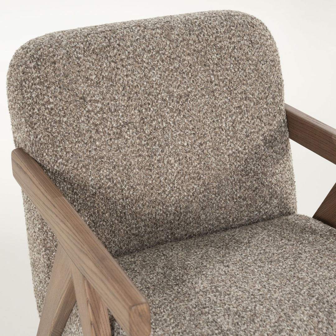 Fauteuil Francis – stof & essenhout taupe flou