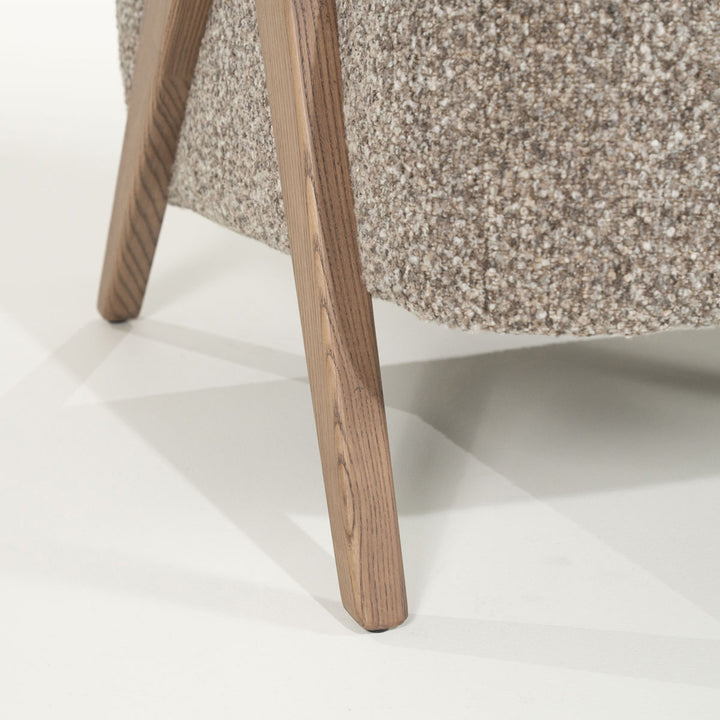 Fauteuil Francis – stof & essenhout taupe flou