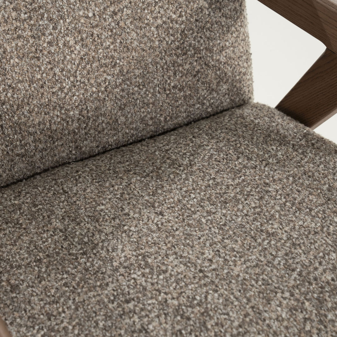 Fauteuil Francis – stof & essenhout taupe flou