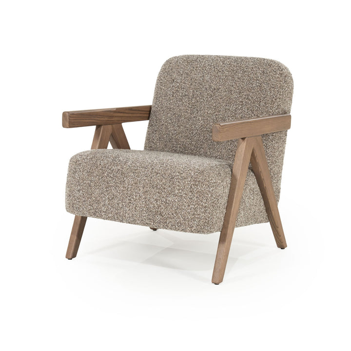 Fauteuil Francis – stof & essenhout taupe flou