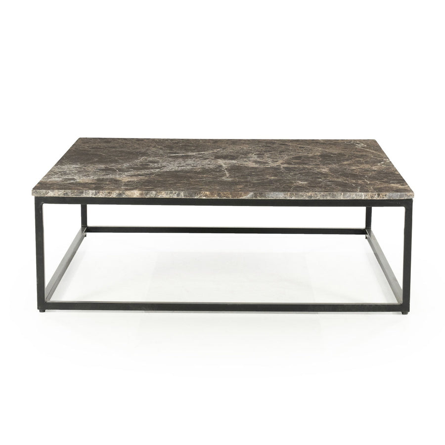 Salontafel Rico vierkant – ijzer & marmer bruin