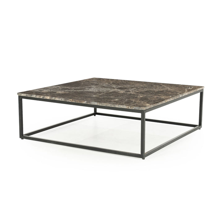Salontafel Rico vierkant – ijzer & marmer bruin