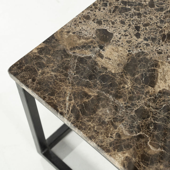 Salontafel Rico vierkant – ijzer & marmer bruin