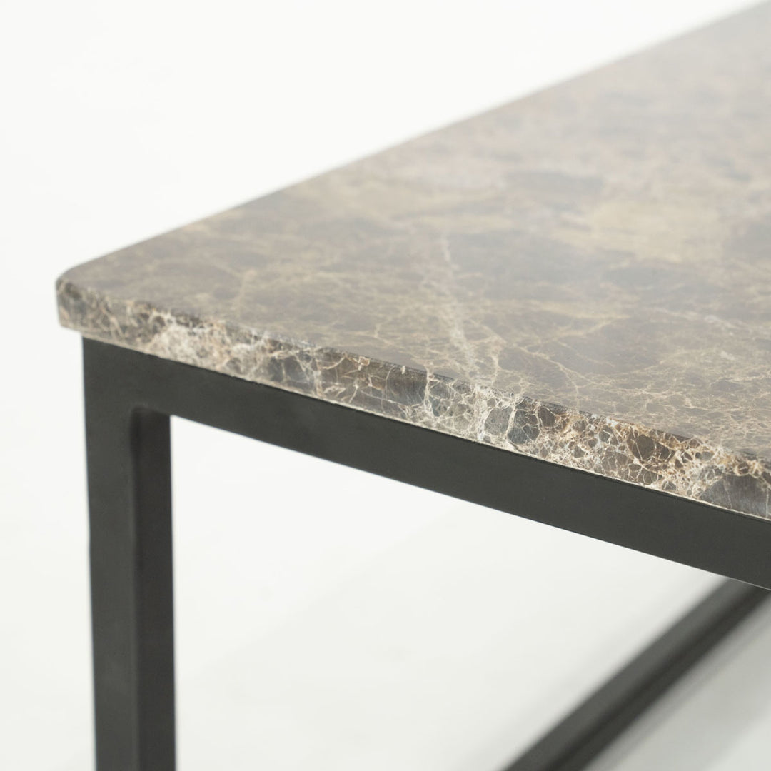 Salontafel Rico vierkant – ijzer & marmer bruin
