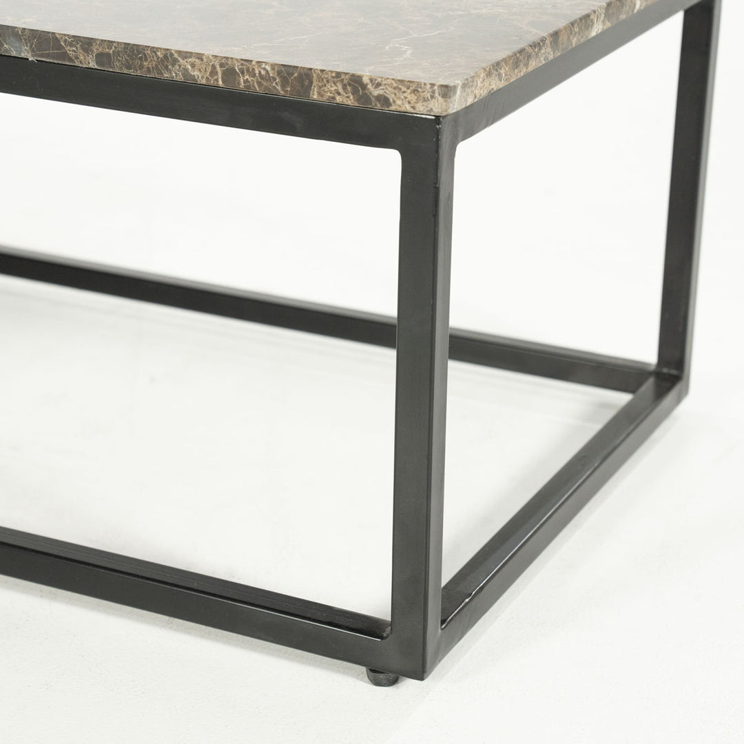 Salontafel Rico rechthoek – ijzer & marmer bruin