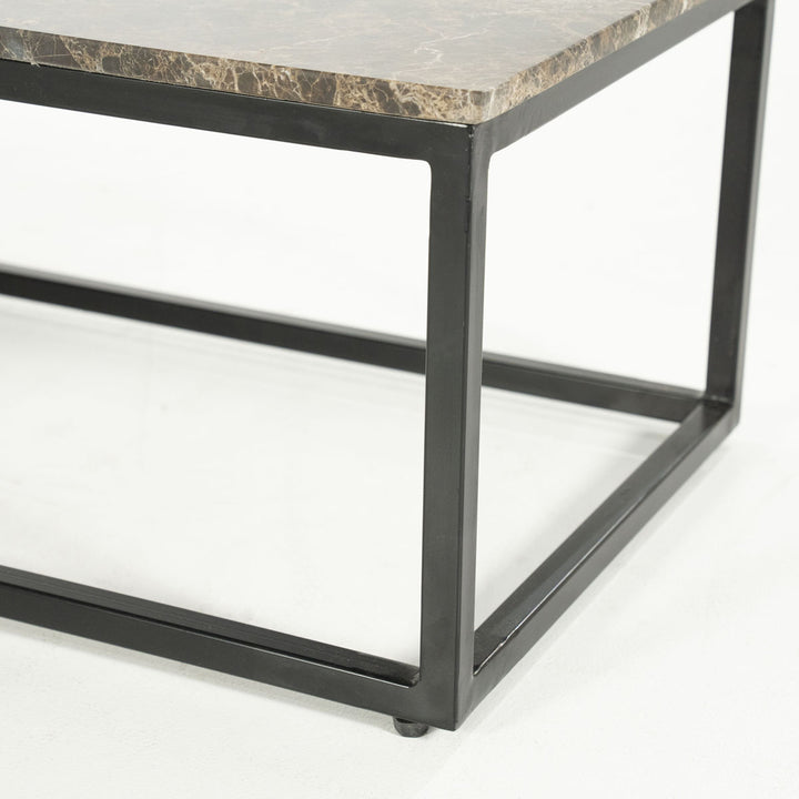 Salontafel Rico rechthoek – ijzer & marmer bruin